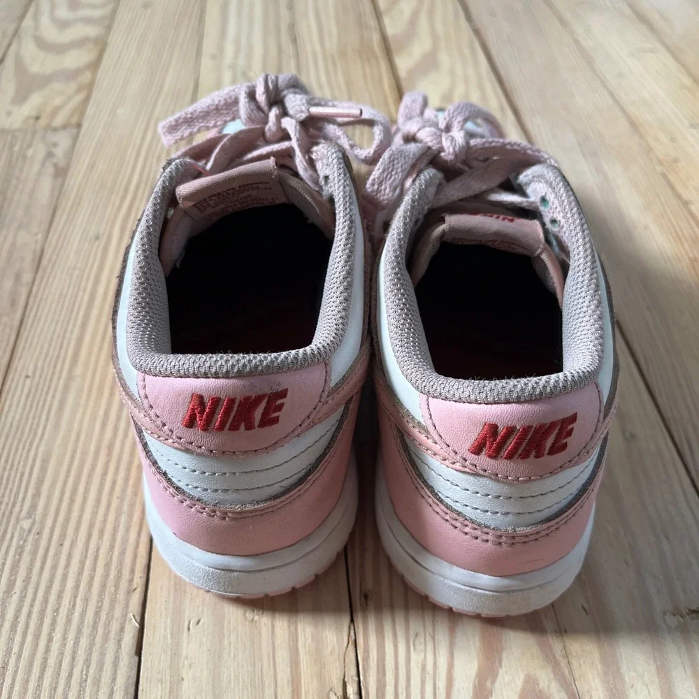 Nike Dunk Low Kids Size 3Y Pink White Leather Low Top Sneakers HV0930-100